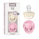 BIBS De Lux Baby Pacifier 2-Pack | Made in Denmark | BPA Free Dummy Soother, Round Nipple. Silicone, OneSize (0-36 Months), Ivory/Baby Pink
