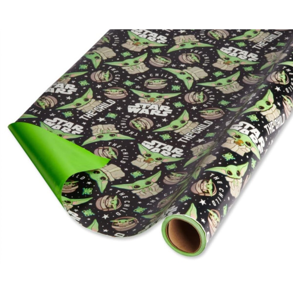 American Greetings Star Wars Mandalorian Wrapping Paper, The Child/Baby Yoda (1 Roll, 75 sq. ft.)