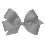 Wee Ones Girls\' Plain Wrap Classic Grosgrain Hair Bows on a WeeStay No-Slip Hair Clip, Handmade, Large, Gray