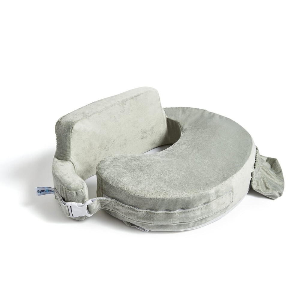 My Brest Friend Super Deluxe Nursing Pillow - Enhanced Comfort & Ergonomic Breastfeeding Pillow for Ultimate Support For Mom & Baby - Adjustable and with Handy Side Pocket, Platinum