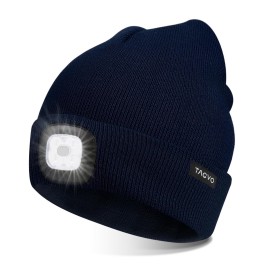 TAGVO Unisex Beanie with The Light, USB Rechargeable LED Headlamp Cap, Hands Free Headlamp Flashlight Hat, Winter Warm Knitted Night Lighted Hat, Men Women Gifts for Dad Father Husband