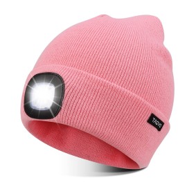 TAGVO Unisex Beanie with The Light, USB Rechargeable LED Headlamp Cap, Hands Free Headlamp Flashlight Hat, Winter Warm Knitted Night Lighted Hat, Men Women Gifts for Dad Father Husband