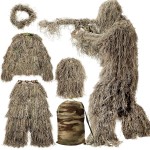 MOPHOTO 5 in 1 Ghillie Suit 3D Camouflage Hunting Suits - Jacket, Pants, Hood, Carry Bag for Adults & Youth, M/L/XL/XXL