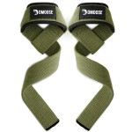 DMoose Fitness Lifting Straps - 4mm Neoprene Padded Wrist Straps for Weightlifting & Powerlifting - Cotton Lifting Strap with Silicone Grip for Men & Women (Military Green)