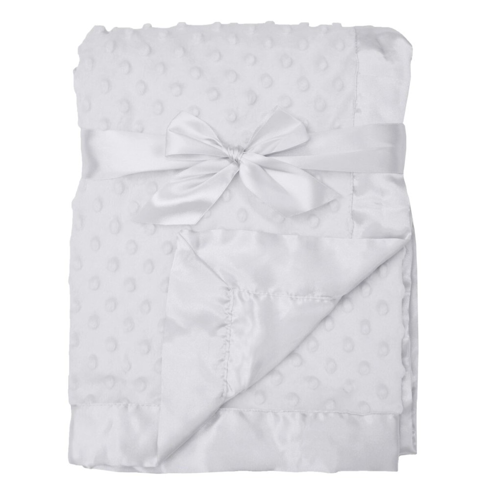 American Baby Company Heavenly Soft Chenille Receiving Blanket, 2-Layer Design with Minky Dot & Silky Satin, White, 30 x 40 for Boys and Girls