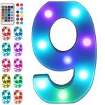 Foaky Colorful LED Number Lights with Remote, Marquee Light Up Number Sign for Night Light Wedding/Birthday Party Battery Powered Christmas Lamp Home Bar Decoration (9)