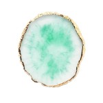 JASSINS Resin Nail Art Palette,Nail Art Painting Mixed Color Palette Gold Edge Nail Gel Color Makeup Display Board (Green)