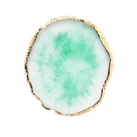 JASSINS Resin Nail Art Palette,Nail Art Painting Mixed Color Palette Gold Edge Nail Gel Color Makeup Display Board (Green)