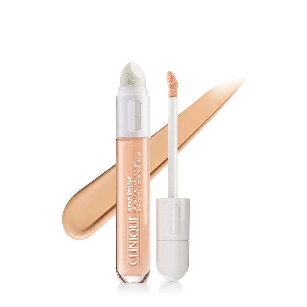 Clinique Even Better All-Over Full Coverage Concealer + Eraser Makeup For Dark Undereye Circles | With Hyaluronic Acid + Caffeine | Hydrating, Brightening + Depuffing, Cream Chamois, 0.2 Fl Oz