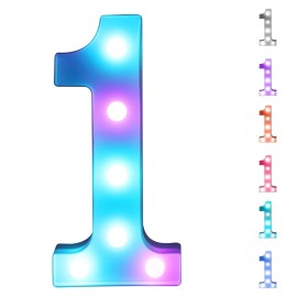 Foaky Colorful LED Number Lights with Remote,Marquee Light Up Number Sign for Night Light Wedding/Birthday Party Battery Powered Christmas Lamp Home Bar Decoration (1)