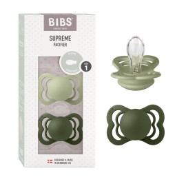 BIBS Supreme Baby Pacifier 2-Pack | Made in Denmark | BPA Free Dummy Soother, Symmetrical Nipple. Silicone, Size 1 (0-6 Months), Sage/Hunter Green