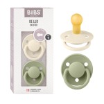 BIBS Pacifiers - De Lux Collection | BPA-Free Baby Pacifier | Made in Denmark | Set of 2 Ivory/Sage Color Premium Soothers | Size 0-6 Months