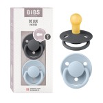 BIBS Pacifiers - De Lux Collection | BPA-Free Baby Pacifier | Made in Denmark | Set of 2 Iron/Baby Blue Color Premium Soothers | Size 0-6 Months