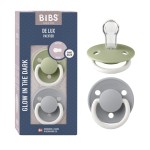 BIBS Pacifiers - De Lux Collection | BPA-Free Baby Pacifier | Made in Denmark | Set of 2 Sage Night/Cloud Night Color Premium Soothers | Size One Size