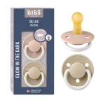 BIBS Pacifiers - De Lux Collection | BPA-Free Baby Pacifier | Made in Denmark | Set of 2 Blush Night/Vanilla Night Color Premium Soothers | Size 6-18 Months