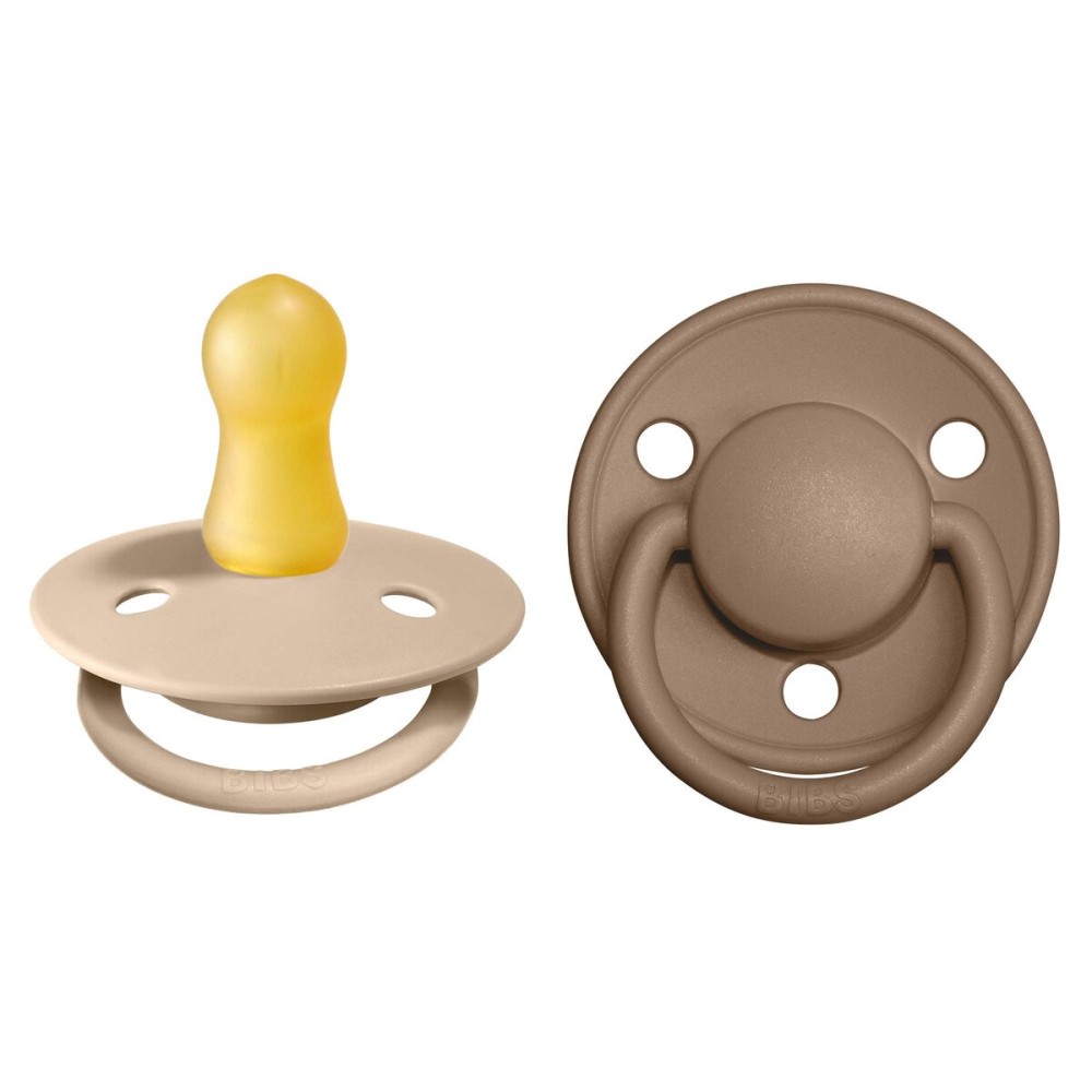 BIBS Pacifiers - De Lux Collection | BPA-Free Baby Pacifier | Made in Denmark | Set of 2 Vanilla/Dark Oak Color Premium Soothers | Size 0-6 Months
