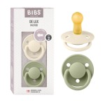 BIBS Pacifiers - De Lux Collection | BPA-Free Baby Pacifier | Made in Denmark | Set of 2 Ivory/Sage Color Premium Soothers | Size 6-18 Months