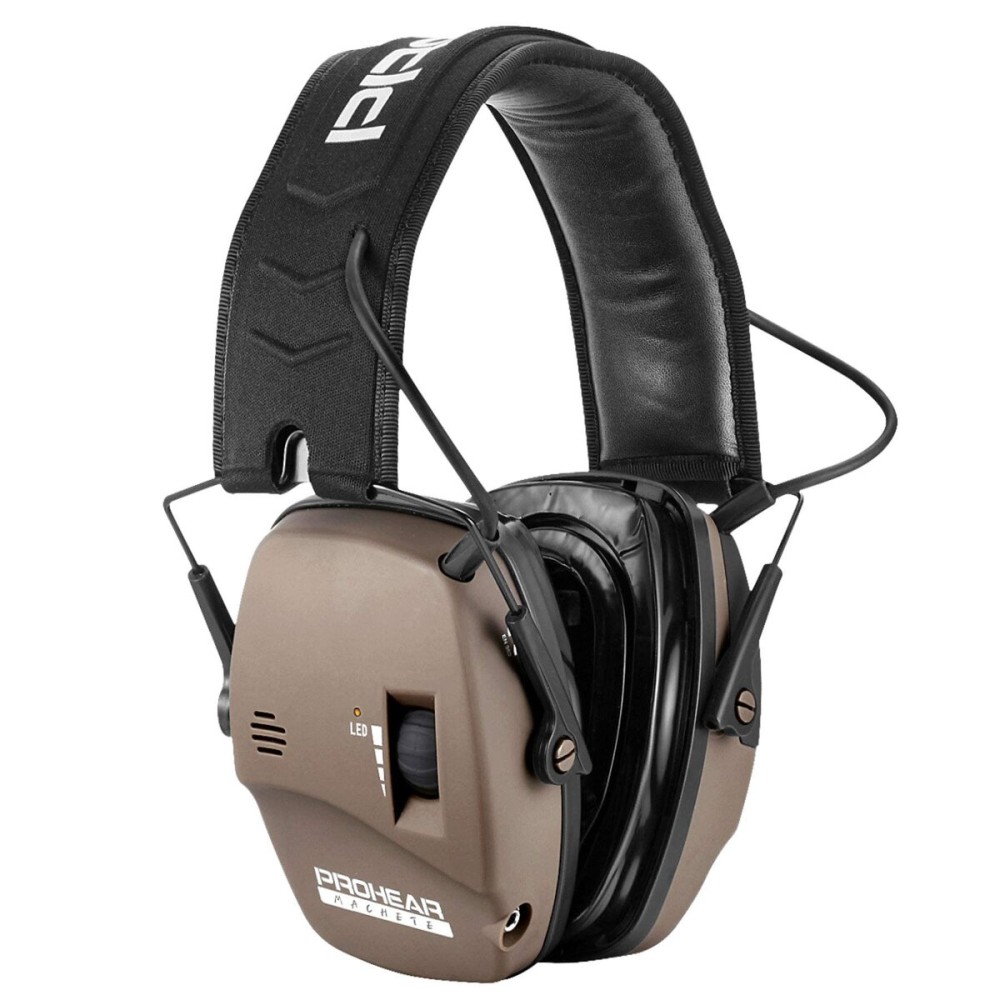 PROHEAR Digital Electronic Shooting Ear Protection Muffs with GEP02 Gel Ear Pads, Hunting Sound Amplification Earmuffs, NRR 23dB Low Profile Hearing Protection for Gun Range - Brown