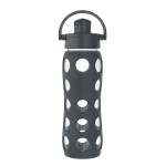 Lifefactory 22-Ounce Active Flip Cap Glass Water Bottle, 22oz, Carbon