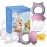 Baby Fruit Food Feeder Pacifier - Fresh Teething Pacifiers, Infant Fruit Teething Teether Toy for 3-24 Months, 6 Pcs Silicone Pouches for Toddlers & Kids & Babies, Piggy Handle 2-Pack (Pink & Gray)
