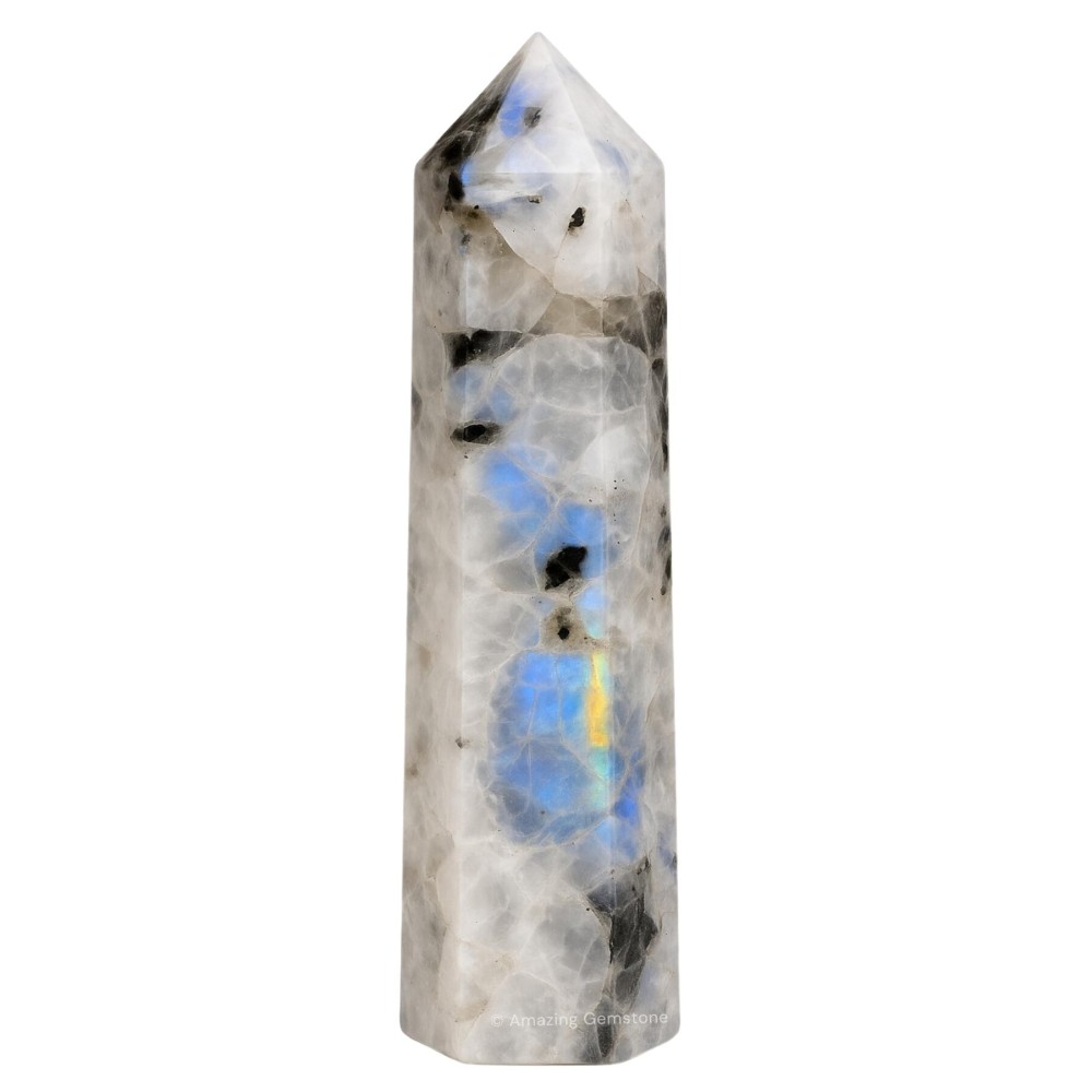 Amazing Gemstone Rainbow Moonstone Crystal Towers - Natural Healing Crystal Point Obelisk for Reiki Healing and Crystal Grid (3 Inch to 4 Inch)