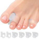 5 STARS UNITED Toe Spacers for Men & Women - 4 Big and 2 Pinky Gel Separators for Overlapping & Curled Toes, Bunions, Alignment - Diabetic Foot Care, Silicone Spreader, Corrector & Straightener, Clear
