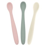WeeSprout Silicone Baby Spoons - First Stage Infant Feeding Utensils With Soft-Tip, Bendable Kitchenware for Parent & Self-Feeding, Ultra-Durable, Dishwasher Safe, Travel Case, Set of 3
