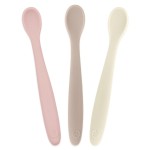 WeeSprout Silicone Baby Spoons - First Stage Infant Feeding Utensils With Soft-Tip, Bendable Kitchenware for Parent & Self-Feeding, Ultra-Durable, Dishwasher Safe, Travel Case, Set of 3