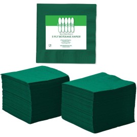 Perfect Stix 2 Ply Green Napkin-100 Paper Cocktail Beverage Napkins, 2-Ply, 2.5 Height, 5 Width, 10 Length, Green (Pack of 100)