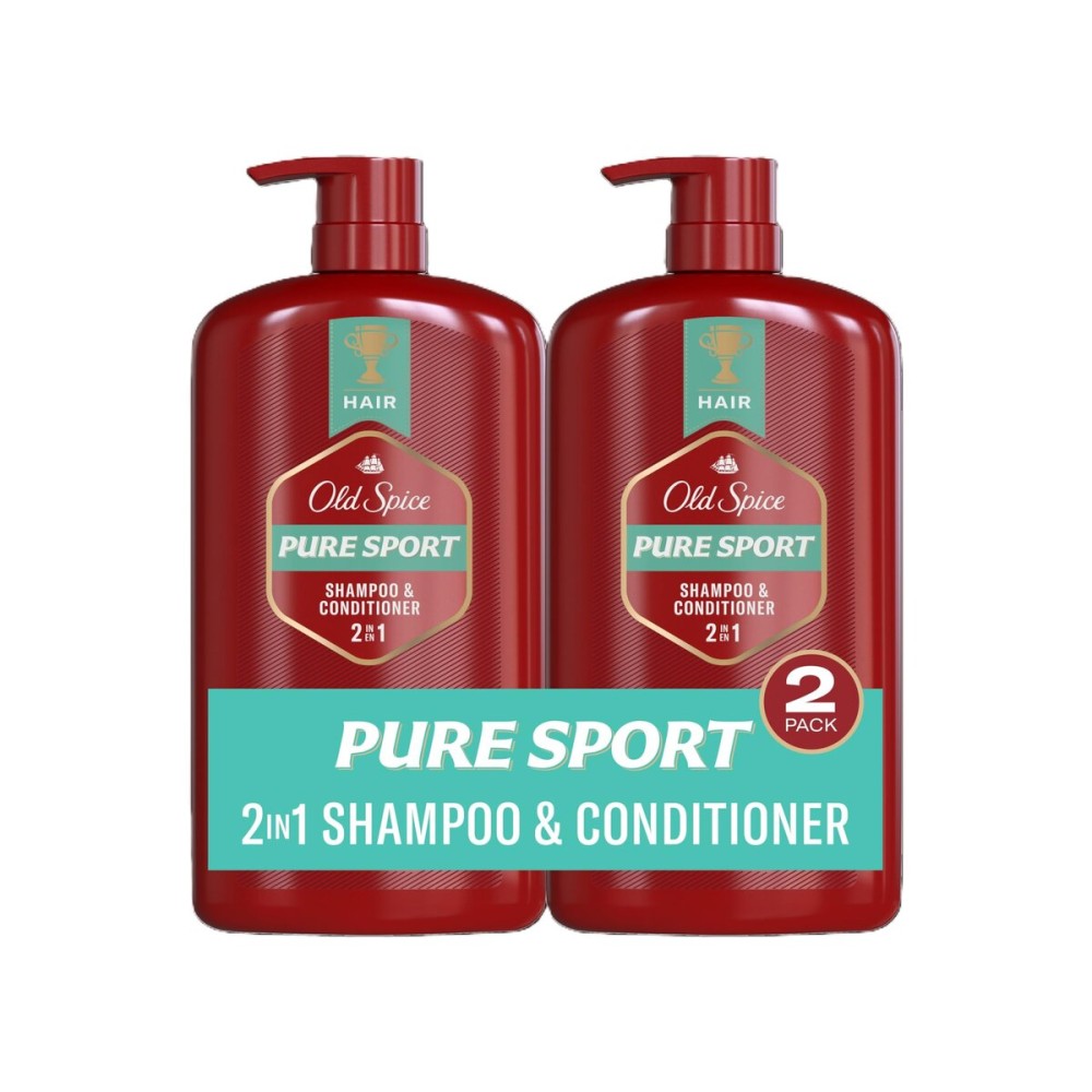 Old Spice Pure Sport 2-in-1 Shampoo and Conditioner Set for Men, Healthier, Fuller, More Moisturized Looking Hair, 29.2 Fl Oz Each, Twin Pack