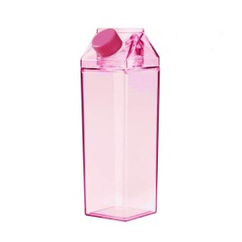 Jinberry 500ml/17Oz Cute Leakproof Milk Carton Water Bottle Portable Drinkware for Outdoor Climbing Tour or Camping