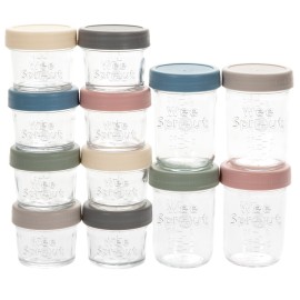 WeeSprout Glass Baby Food Storage Jars w/ Lids (4/8 oz, 12 Pack Set) Snack, Reusable Small Containers, Breast Milk, Fridge, Freezer, Microwave & Dishwasher Safe, Essential Must Have for Infants