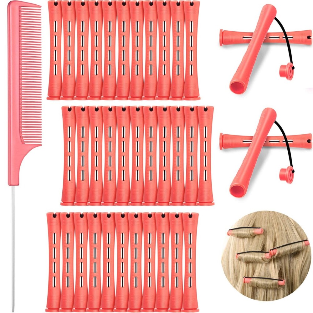 WILLBOND 36 Pieces Cold Wave Rod Hair Perm Rods Hair Rollers Perming Curlers with Steel Rat Tail Comb for Hairdressing Styling