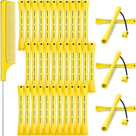 WILLBOND 36 Pieces Cold Wave Rod Hair Perm Rods Hair Rollers Perming Curlers with Steel Rat Tail Comb for Hairdressing Styling