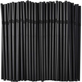 ALINK 500-Pack Black Flexible Drinking Straws, Plastic Disposable Bendy Straws - 7.75 x 0.23