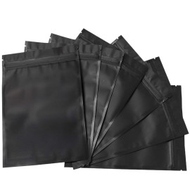 100 Pack Mylar Bags 6.3 x 9.4 Inches Resealable Smell Proof Bags for Storage Foil Pouch Bags Matte Black