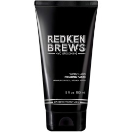 Redken Brews Molding Paste For Men For all Hair Types - High Hold & Maximum Control, Natural and Matte Finish, Sulfate-Free, 5 Fl Oz