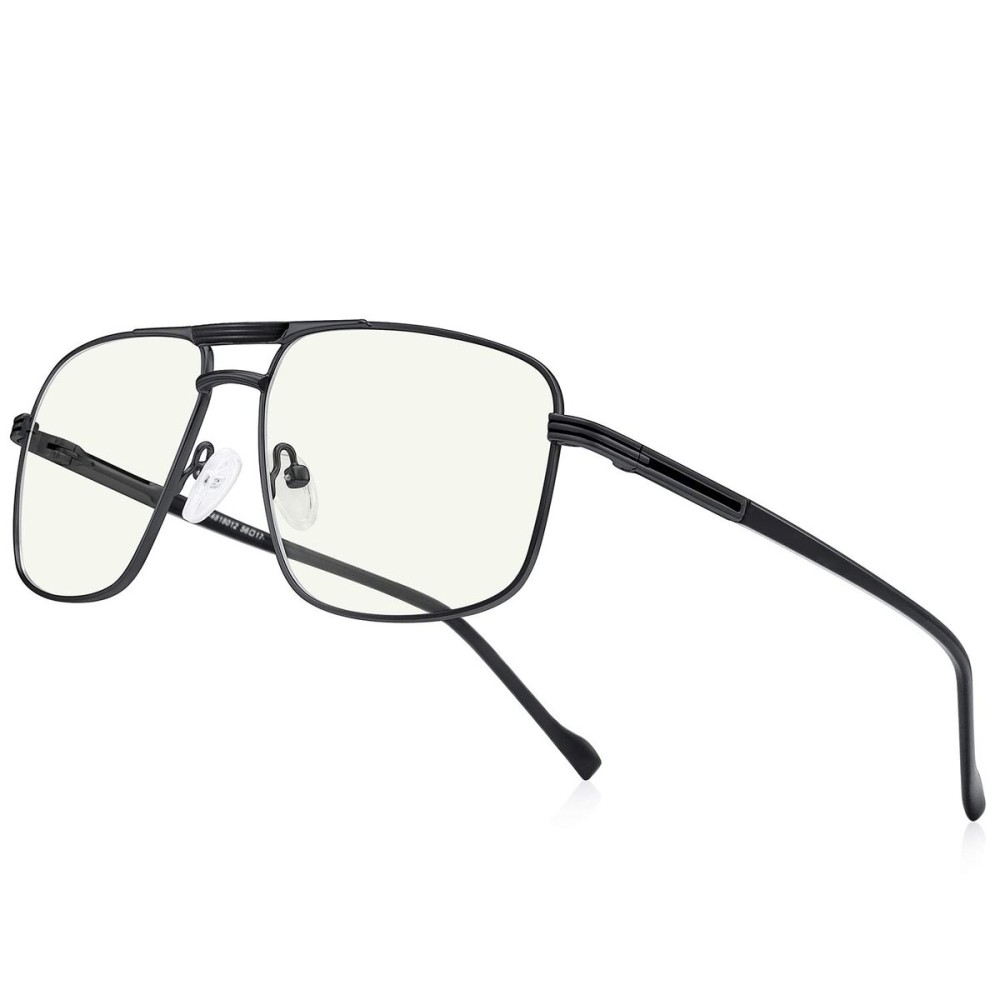 RB.Pilot Reading Glasses for Men Square Double Bridge Blue Light Blocking Computer Readers (black, 1.50)