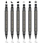 Ownest 6Pcs Eyeliner Stamp, Double-End Eyeliner Stamp Pen, Waterproof Eye Liner Tattoo Makeup-Smiley+Triangle+Heart+Star+Moon+Flower