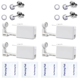 SLVIEKAE Ear Piercing Kit, Disposable Ear Piercing Gun Preloaded CZ Earring Studs, Body Piercing Kits for Your Own Use at Home (Pink)