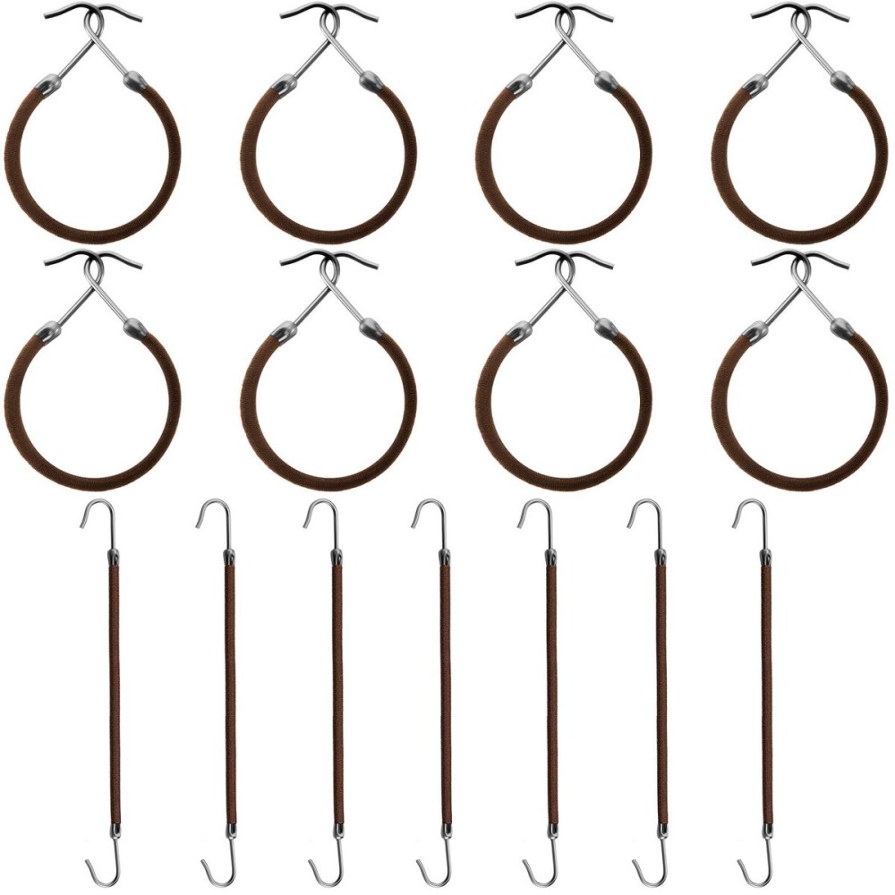 Hotop 15 Pieces Elastic Hook Hair Tie Styling Ponytail Holder Hooks Cord for Long Curly Hair(Brown)