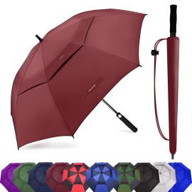 Baraida Golf Umbrella Large 62/68/72 Inch, Extra Large Oversize Double Canopy Vented Windproof Waterproof Umbrella, Automatic Open Golf Umbrella for Men and Women and Family.(68 Inch,Burgundy)