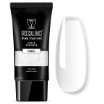 ROSALIND 2 oz Clear Poly Nail Gel - Professional Nail Extension Gel for Long Lasting DIY & Salon Nails, Quick Dry UV/LED Light Cured Transparent Builder Clear Gels Base