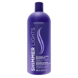 CLAIROL PROFESSIONAL Shimmer Lights Purple Shampoo, 31.5 fl. Oz Neutralizes Brass & Yellow Tones For Blonde, Silver, Gray & Highlighted Hair Packaging May Vary