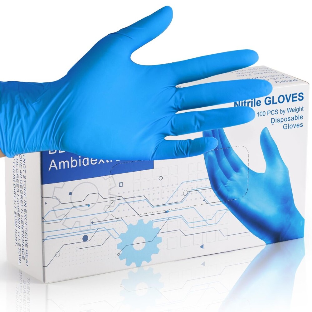 PEIPU Nitrile Gloves Disposable Gloves (X-Large, 1 Count (Pack of 100)),4 Mil, Powder Free, Cleaning Service Gloves, Latex Free