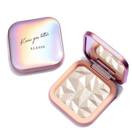 ELESSY Highlighter Makeup Palette,Face Glitter illuminator Palette,Natural Sparkling Finish Highlighter Powder,High Glossy Shimmer Smooth Baked Powder,Lasting Shining Highlighter Palette -SUN GLOW