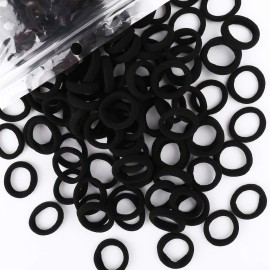 200PCS Black Baby Hair Bands - Mini Seamless Toddler Hair Ties - Soft Toddler Hair Ponytail Holders for Kids Girls, 1 Inch in Diameter, Black, by BAOLI