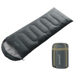 3-4 Season Sleeping Bag for Adults & Kids, Lightweight Warm Cold Weather Camping Bag with Waterproof Compression Sack - Portable for Hiking, Backpacking, Traveling & Outdoor Adventures (Light Gray)