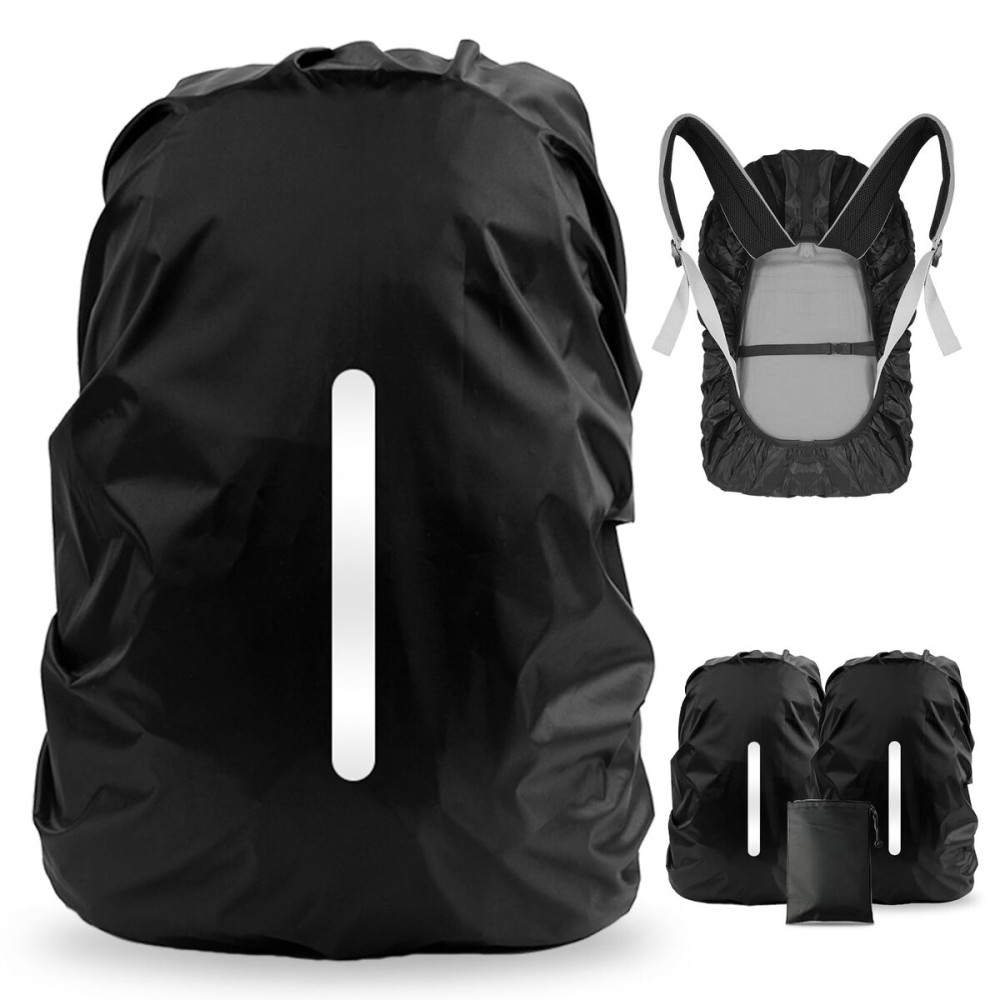 LAMA 2 Pack Waterproof Rain Cover for Backpack, Reflective Rucksack Rain Cover for Anti-dust/Anti-Theft/Bicycling/Hiking/Camping/Traveling/Outdoor Activities (Black, XS)