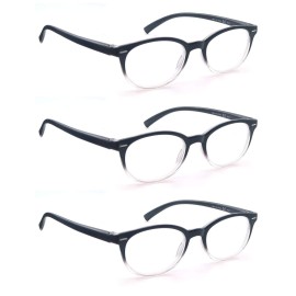 OLOMEE Black Reading Glasses Women Cute Small Round Readers +1.50 for Small Head/Petite Face,Lightweight Cheaters Reading Glasses w/Comfortable Spring Hinges 3 Pack